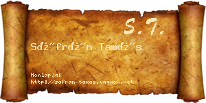 Sáfrán Tamás névjegykártya